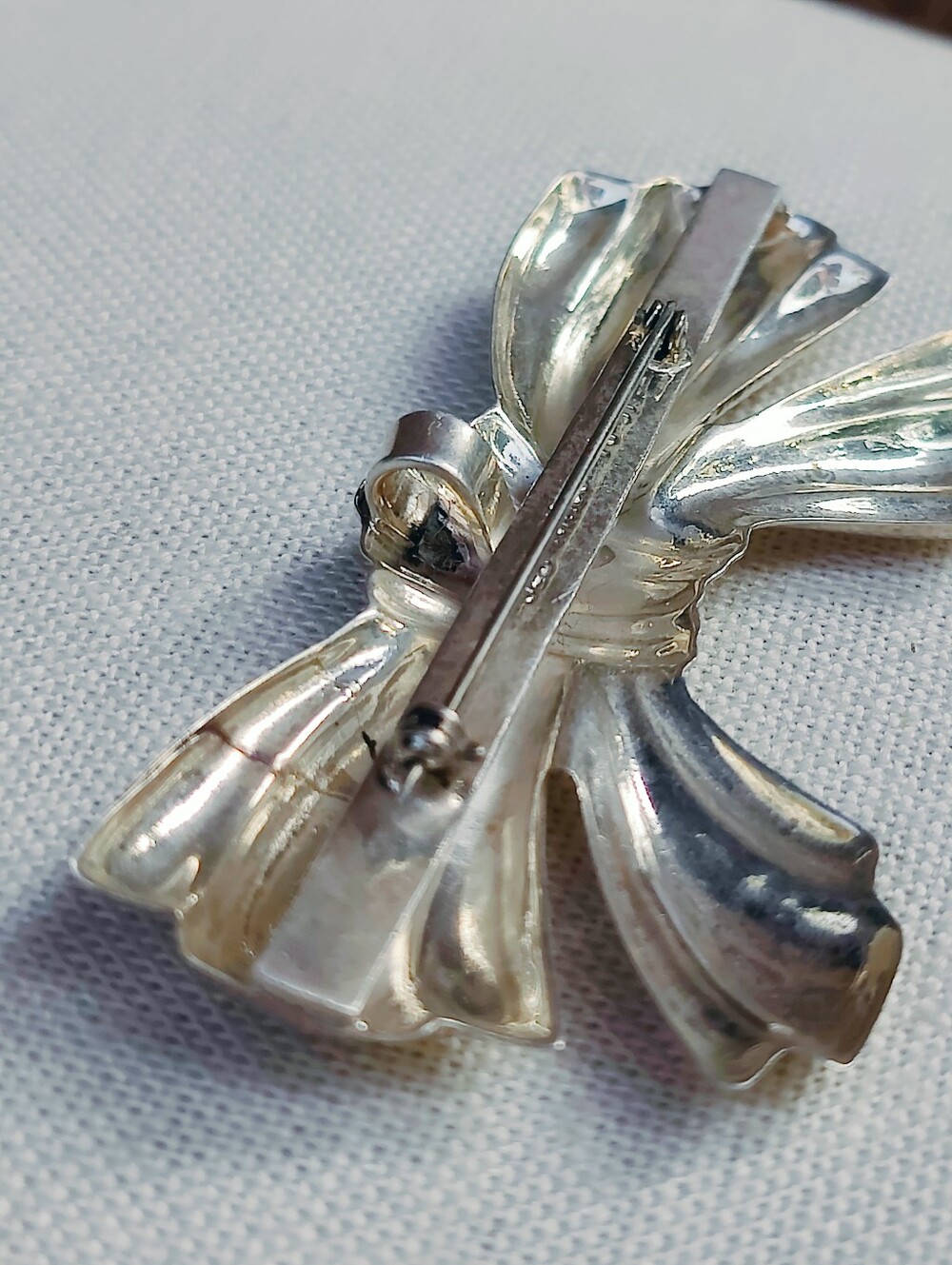 Huge Vintage Sterling Silver Taxco Bow Pendant/Brooch - Picture 3 of 7